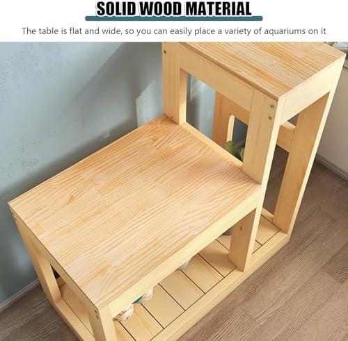 Heavy-Duty Solid Wood Aquarium Stand for Fish Tanks & Terrariums - Double-Layer Design, Easy Assembly, Stylish Home Decor, Maximize Storage & Stability