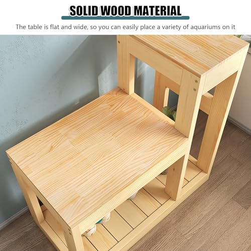Support d'aquarium en bois massif robuste double couche pour aquariums et terrariums Assemblage facile Décoration d'intérieur