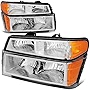 Auto Dynasty 4Pcs Factory Style Headlights Assembly and Bumper Lamps Compatible with Chevy Colorado GMC Canyon Isuzu i-Series 04-12, Driver and Passenger Side, Chrome Housing Amber Corner