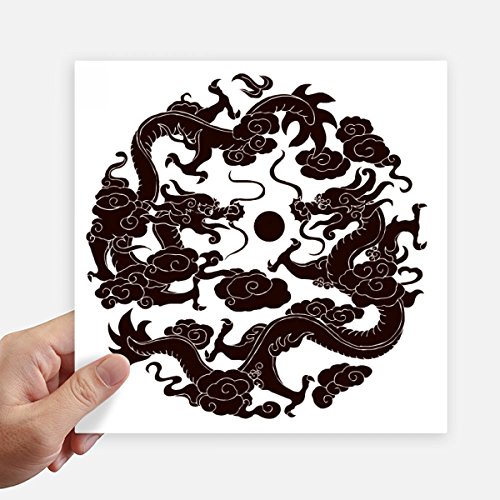 Autocollant dragon chinois carré pour masquer les rayures de valise et décorer un mur