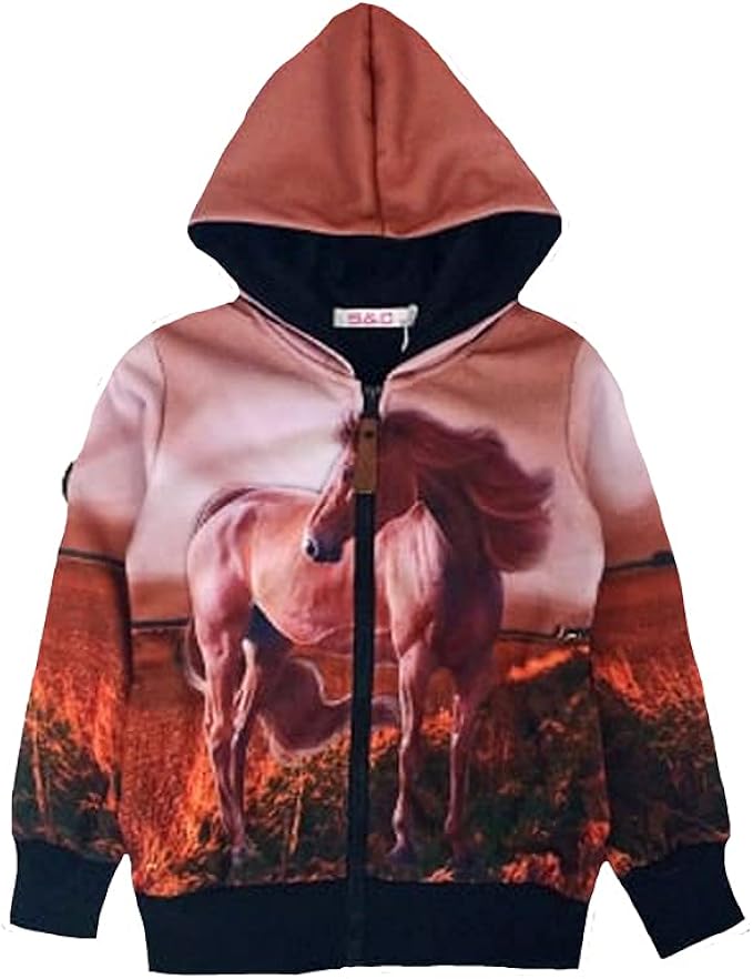 Mädchen Kapuzenpullover Mit Pferde-Print - Kuscheliger Hoodie
