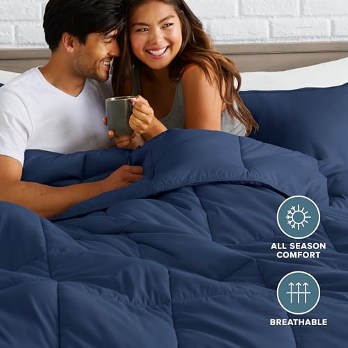 Image of Bare Home Comforter Set - Full Size - Ultra-Soft - Goose Down Alternative - Premium 1800 Series - All Season Warmth (Full, Dark Blue)