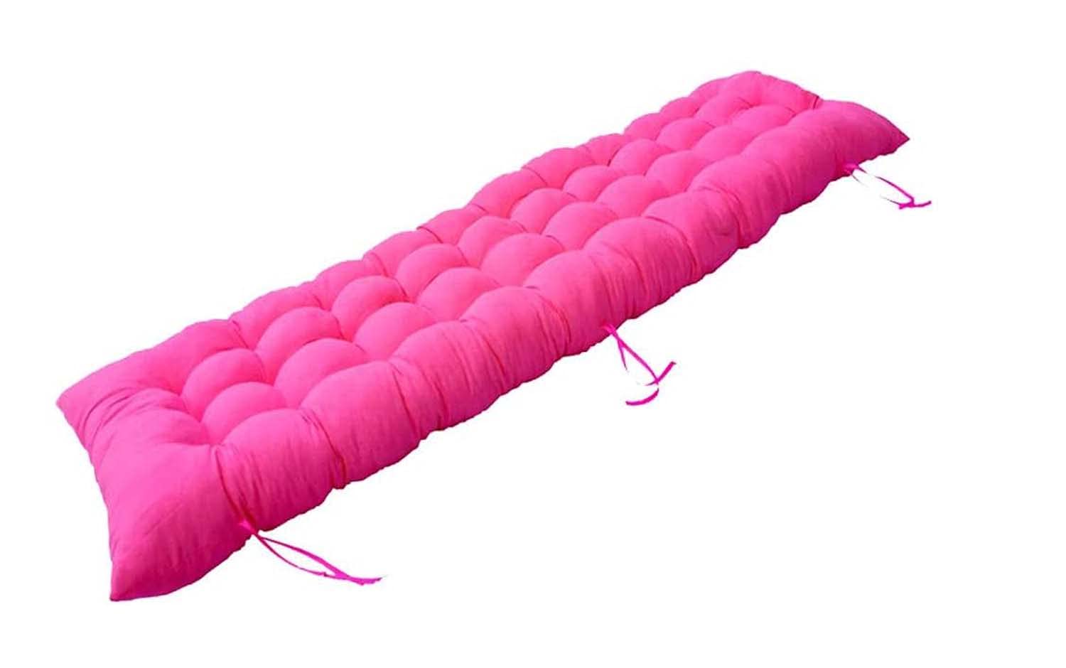 Coussin de banc de jardin avec attaches, coussin épais pour chaise à bascule 2-3 places, coussin de siège de banc confortable pour mobilier intérieur et extérieur 48x120cm Rose