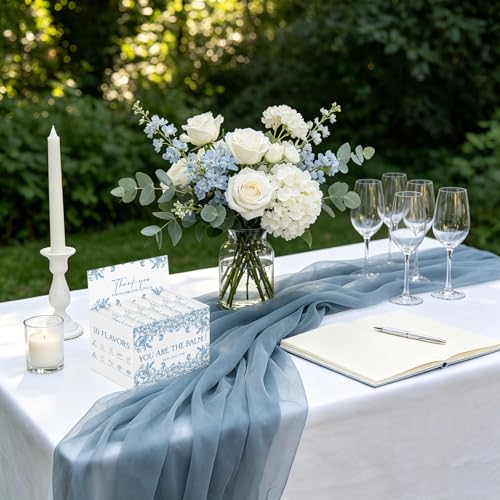 Image of 30 Pcs Blue Flower Wedding Thank You Gifts Moisturizing Lip Balms Bulk for Celebrating with Us Gifts Baby Shower Birthday Party Favors You Are The Balm Beeswax Reception Ideas Giveaways Guests