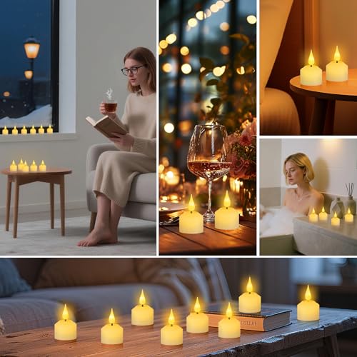 Forever Speed 12Pcs Rechargeable Tea Lights Candles,Rechargeable Candles Flickering,Led Tealight with Remote Timer,Electric Tea Lights with Charging Base for Home Party Halloween Christmas Decorations - Image 8