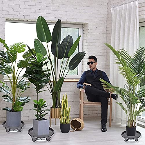 Chariot à plantes roulant en métal avec roulettes, rotation à 360 ° pour un déplacement facile de la décoration intérieure ou extérieure de jardin