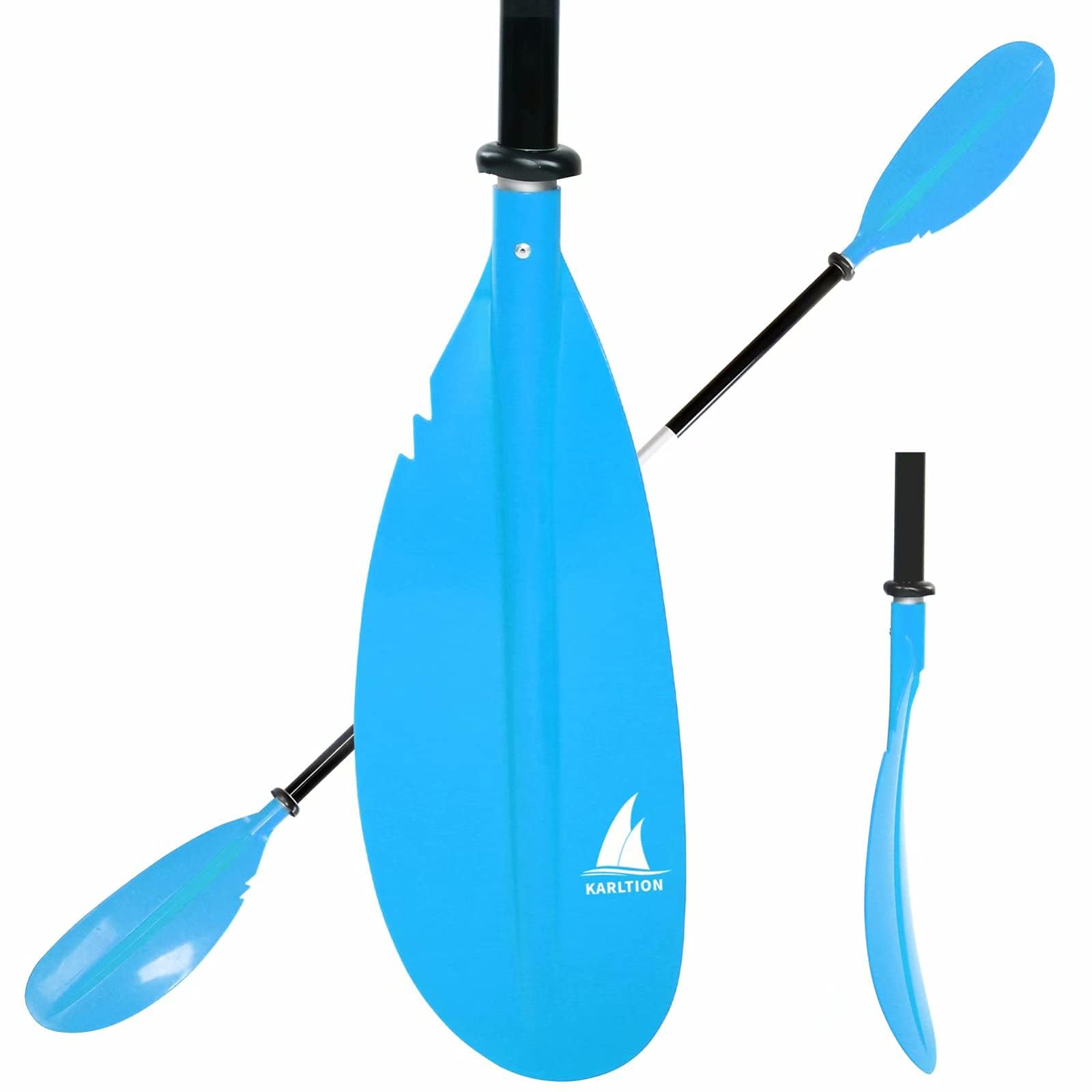 Karltion Kajak-Paddel – verstellbarer 2-teiliger Schaft aus Aluminiumlegierung mit Glasfaser-Klinge zum Surfen, Ruderangeln, einfach verstaubar, Reisen