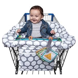 Boppy Shopping Cart and High Chair Cover—Preferred | Gray Jumbo Dots with Attached Crinkle Book Toy| With Integrated…