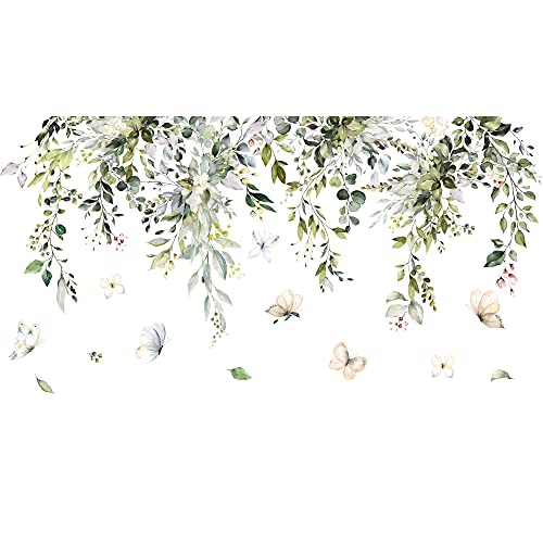 Vinilos decorativos hojas verdes removibles para pared miniatura 1