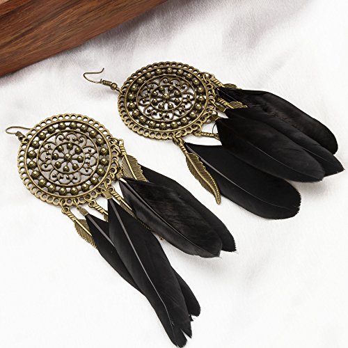 Luxuria Antique Feather Glitzy Drop Earrings