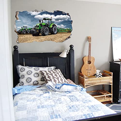 2Pcs Wandtattoo Traktor Trecker 3D Effekt XXL Farm Feld Landwirtschaft Wandaufkleber Fenster Selbstklebend für Junge… – Bild 6