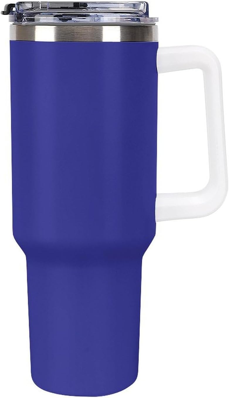 40oz Insulated Stainless Steel Tumbler with Handle, Royal Blue Leakproof Water Bottles Travel Mug with Lid And Straw for Water, Iced Tea Or Coffee, Suitable for Most Car Cup Holders