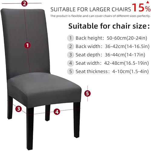 Miniatura 5 de Fundas para silla de comedor Yisun, fundas elásticas para silla de comedor, funda protectora para silla de comedor, Tela mezcla de poliéster, Gris