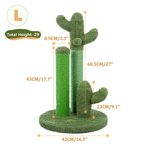Pawz Road Cat Scratching Post Cactus Cat Scratcher With 3 Scratching Poles And Dangling Ball Large 27 Inches #TOP1