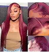 miear 99J Burgundy Lace Front Wigs Human Hair 13X4 HD Transparent Straight Lace Front Human Hair ...