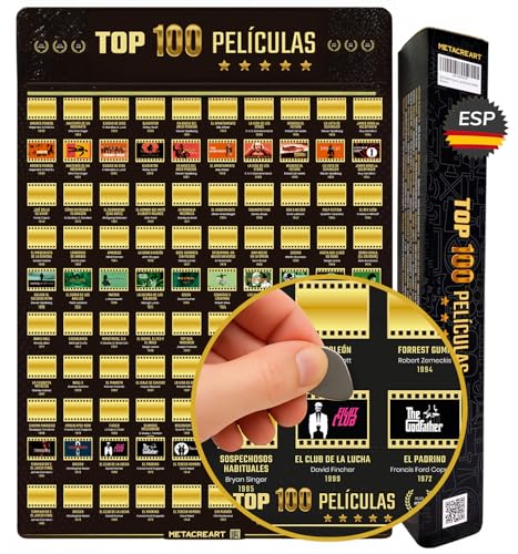 METACREART Póster Interactivo de 100 Películas para Rascar - Regalo Original para Cinéfilos - Decoración de Pared para Sala de Cine en Casa, regalos amigo invisible