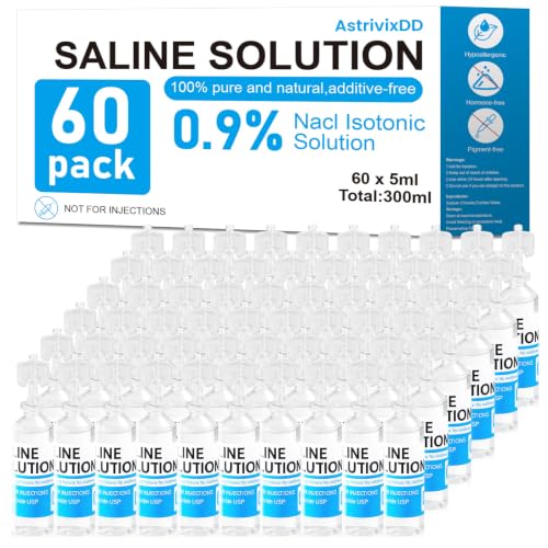 Image of 60 Pack 0.9% Saline Solution, Normal Solution for All Ages, Total 300ml