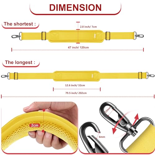 Image of ZINZ 79.5 inch Universal Strap with Ultra-Thick Fixed Breathable Pad - Adjustable Heavy-Duty Shoulder Strap for Laptop, Crossbody, Luggage, Gym, Camera Bag and More - Y01E01
