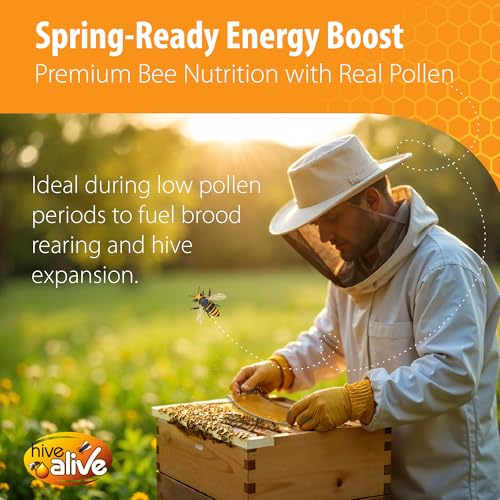 HiveAlive Max Protein Pollen Patty für Bienen, 500g – Eiweißreiches Bienenfutter mit echtem Pollen – Unterstützt Darmgesundheit & Brut – Frühlingsfutter – Saubere, einfache Anwendung