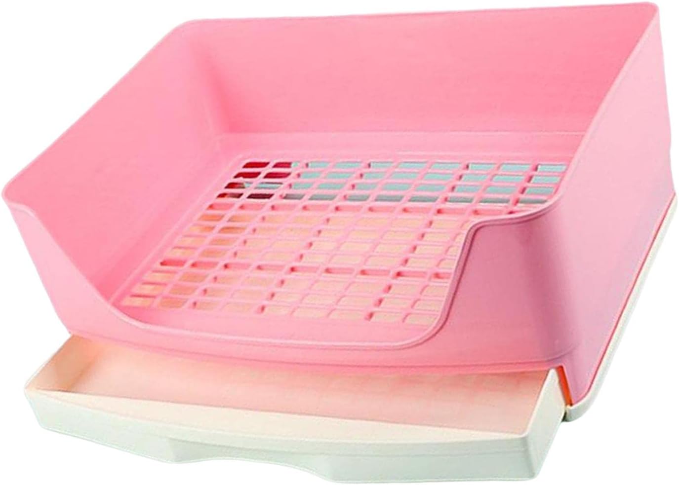 Large Rabbit Toilet Box Trainer Potty Corner Tray Litter with Drawer Pet Pan for Adult Hamster Guinea Pig Ferret Galesaur Bunny - Pink