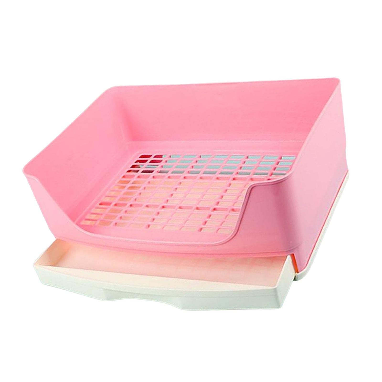 SGerste Large Rabbit Toilet Box Trainer Potty Corner Tray Litter with Drawer Pet Pan for Adult Hamster Guinea Pig Ferret Galesaur Bunny (Pink)
