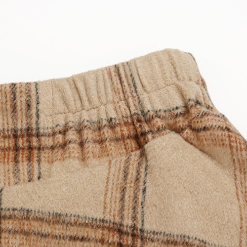 Image of IDEALSANXUN Women's Fall Winter High Waisted Wool Plaid A-line Long Skirt