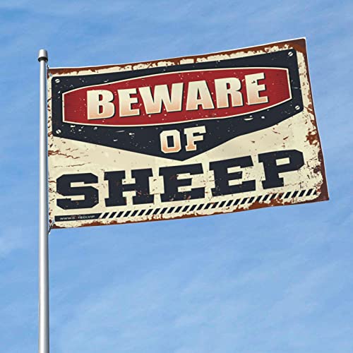 Man Cabe Decor Beware Of Sheep Flag O H fR[V j̎q xbh[ ANZT[ (TCY:60X90CM)