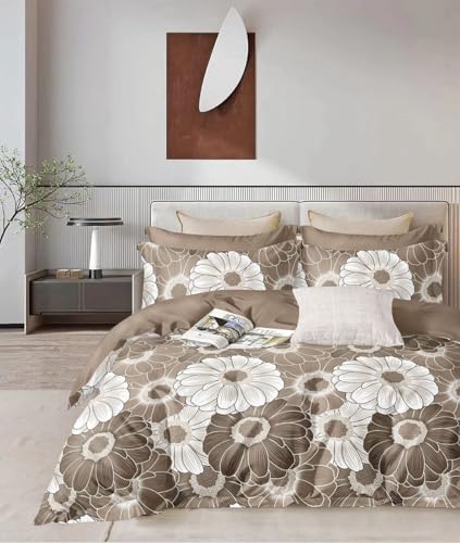 Image of 200 TC Cotton Bedsheet Set with 2 Pillow Covers | King Size Soft, Breathable, Wrinkle-Free Floral Printed Double Bedsheet | Fits 78x78x10 Inch Mattress | Pillow Covers Fit Up to 10 Inch