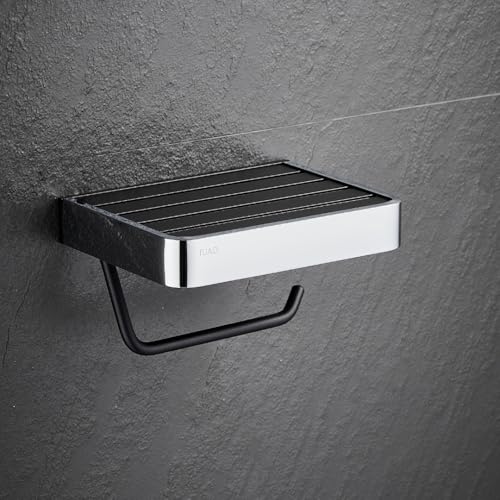 Image of FUAO Maxton Series Toilet Paper Holder, Wall Mounted, Rust Proof & Corrosion Free, Heavy-Duty Bathroom Tissue Holder, Modern Accessory | Chrome, Brushed Gold & Matte Black (Chrome Glossy)