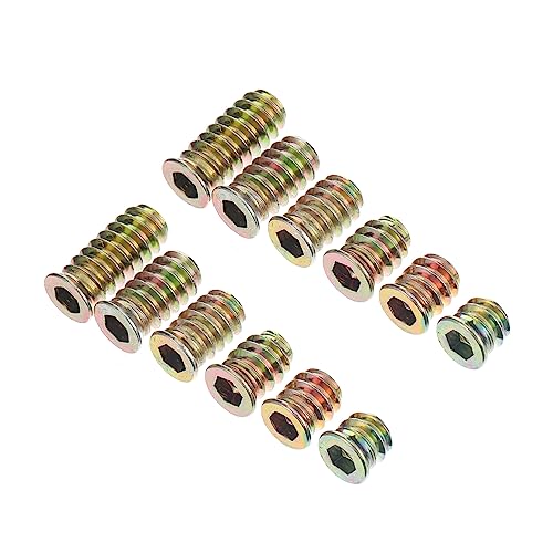 Cabilock 60pcs T-nut Woodworking Nuts Hidden Fasteners Fit Threaded Furniture Screws Mounting Nut Lock Nut Screw-in Nut Carbon Steel