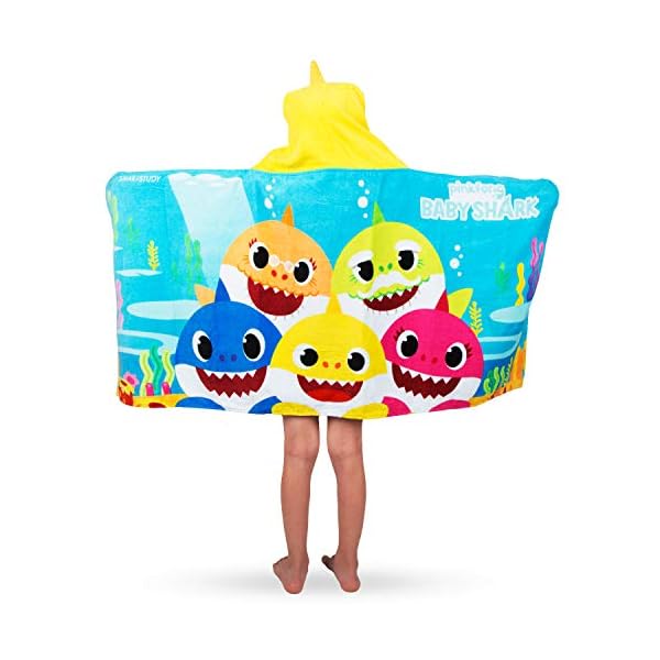 Franco Badetuch und Strandtuch für Kinder, weicher Baumwoll-Frottee, 61 x 127 cm, Baby Shark – Bild 4
