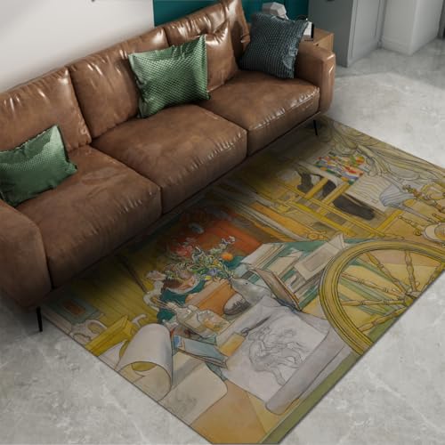 Tapis 60x90cm d art classique vintage lavable et antidérapant pour salon