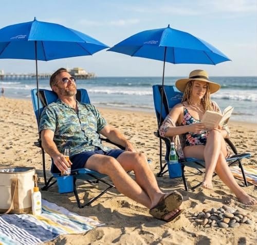 FAIR WIND 2-Pack Silla de Playa con Sombrilla 360° para Adultos miniatura 2