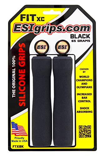 ESI Grips Punhos de silicone Fit XC – Punhos ergonômicos para guidão MTB para conforto e controle – Feito nos EUA - Preto