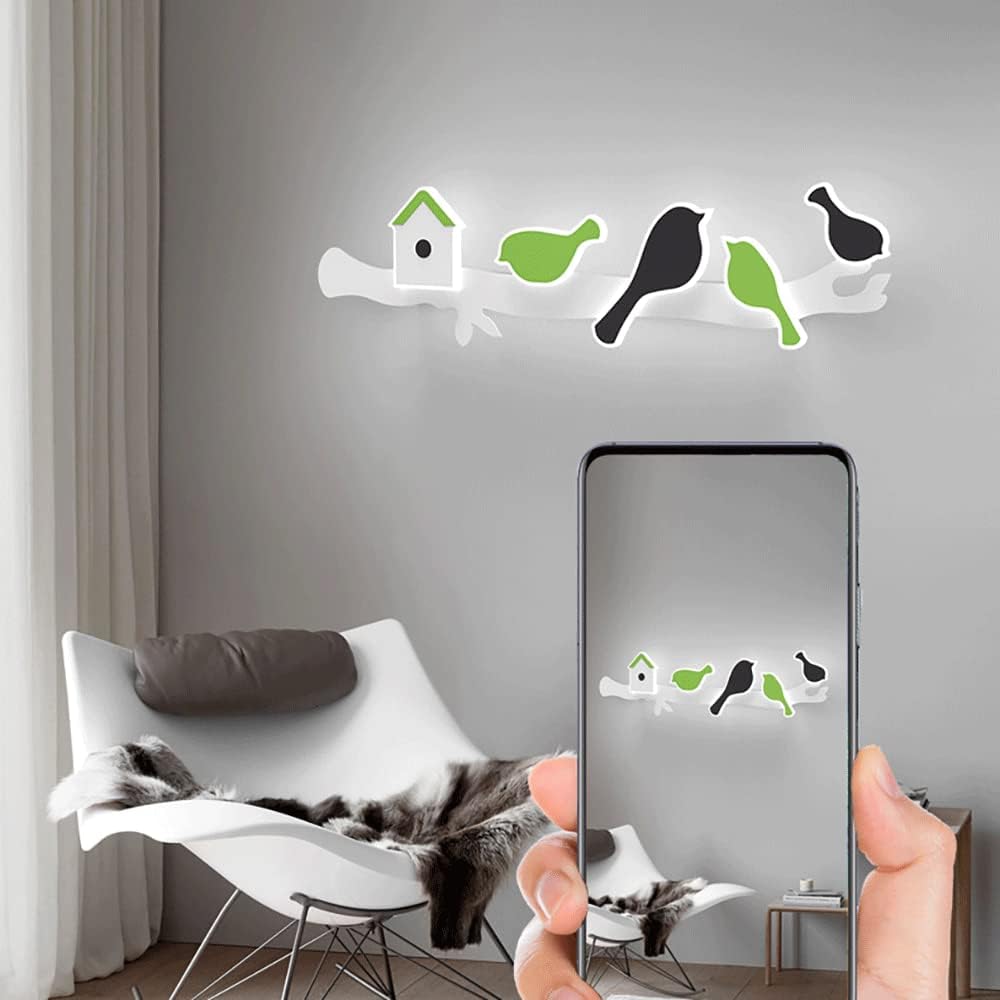 Applique Murale Oiseau De Dessin Animé Pour Chambre D'Enfant, Applique Murale Linéaire En Métal Avec Abat-Jour En Acrylique, Applique Murale Led Moderne - 17 W - 6000 K, Appliques Murales De C