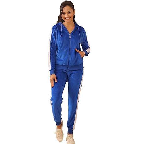 Facitisu Women's Track Suit Set 2 Piece Velvet Sweatsuits Jogging Sweatshirt & Sweatpants Sport Wear outfits