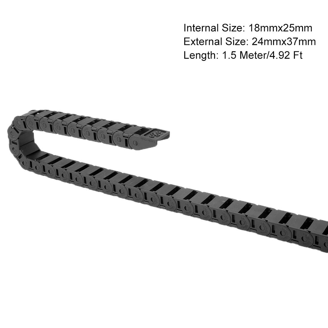 sourcing map cable abierto de cadena de arrastre tipo abierto con conectores finales r38 18x25mm 1,5 metros