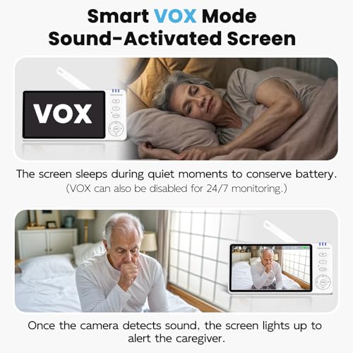 Elderly Monitor with Camera and Audio & Call Button, 2-Way Talk Room Monitors for Elderly, Med Reminder Temp Alert Baby Monitors for Elderly Care & Caregivers, PTZ Camera for Senior Monitoring/No WiFi - Image 7