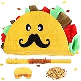 Sratte Taco Piñata Mexican Themed Party Piñata with Stick Blindfold Confetti Carnival Mexican Cinco De Mayo Fiesta Game for Cinco De Mayo Fiesta Theme Birthday Party, 16 x 8 x 3 Inch
