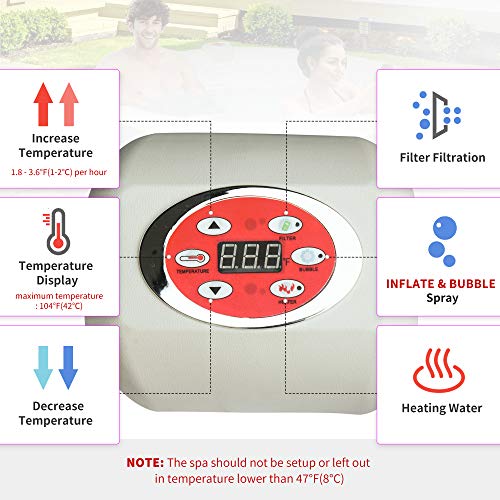 Outsunny 82'' x 26'' Portable Hot Tub 4 Person Outdoor Inflatable Round Heated Tub Spa with 130 Bubble Jets, Filter Pump… - Image 5