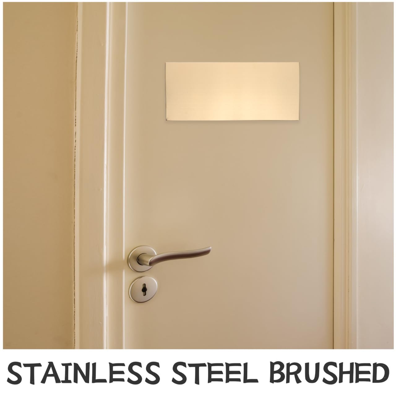 FRCOLOR Lot de 2 Plaques de Porte Adhésives 25x11 Cm en Acier Inoxydable Brossé Doré, Panneaux Métalliques Vierges Auto-adhésifs pour Bureau, École, Hôpital, Hôtel et Appartement, Plaque