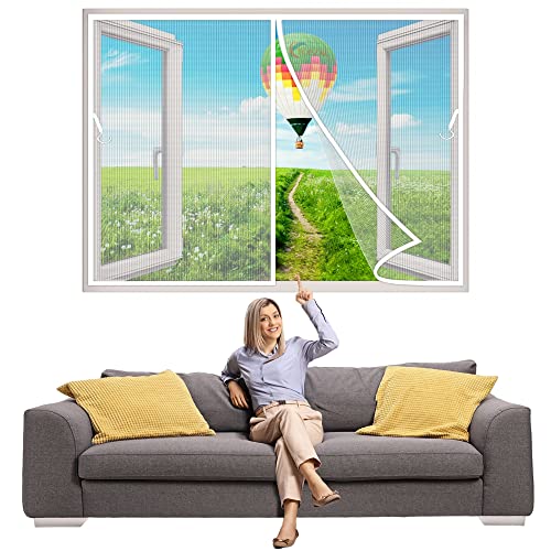 Moustiquaire de fenêtre 80x125 cm pour protéger vos animaux en blanc - 2