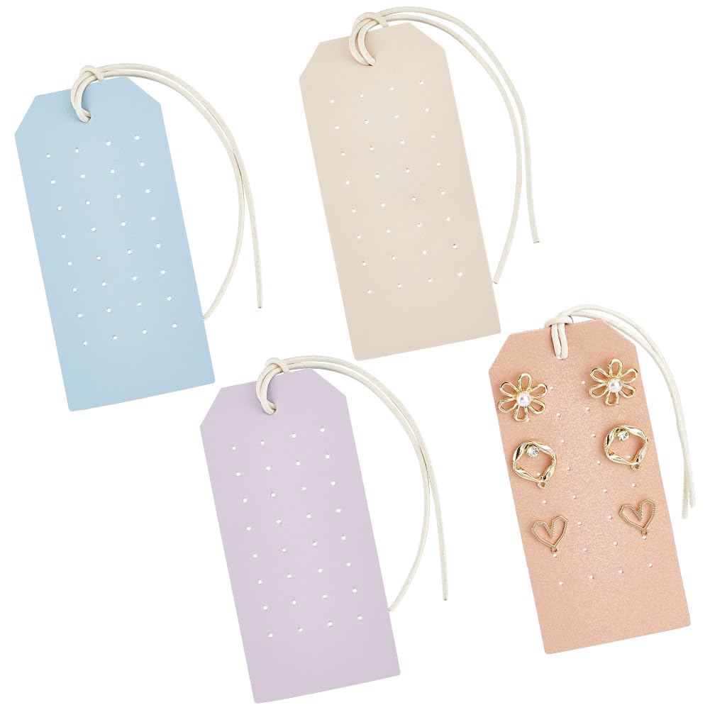 OLYCRAFT 4Pcs 4 Colors Portable Leather Earring Holders 1mm Hole Leather Earring Displays Stud Holder Earrings Organizer Hanging Jewelry Organizer for Earrings Studs Jewelry Storage