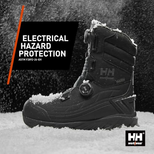 Helly-Hansen Bifrost BOA Waterproof Winter Work Boots for Men - Leather with Solarcore, 400g Primaloft Insulation, Slip-Resistant Outsoles, EH Rated4