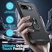 for Google Pixel 9a Case with Screen Protector+Camera Lens Protector,Heavy Duty Shockproof Full Body Protective Cover Built in Rotatable Metal Ring Holder Kickstand,2025 Black Matte