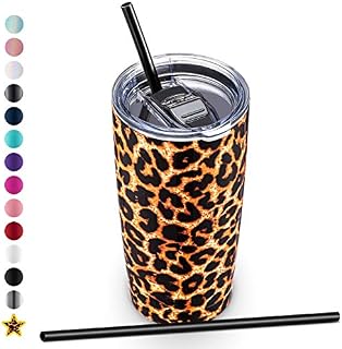 20oz Stainless Steel Tumbler with Lid and Straw, Vacuum Insulated Tumbler Cup, Double