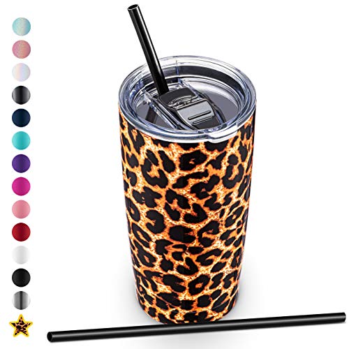 20oz Stainless Steel Tumbler with Lid and Straw, Vacuum Insulated Tumbler Cup, Double