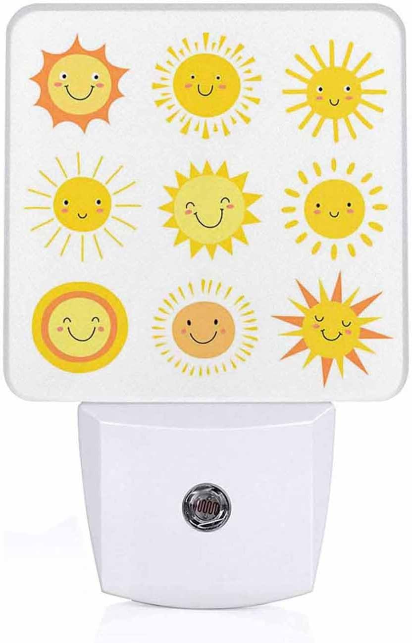 LED Night Light Lamp with Smart Sensor Dusk to Dawn Sensor,Funny Summer Sunshine Night Light Daylight White,0.5W Plug-into Wall for Adults,Bedroom,Bathroom,Hallway,Kitchen