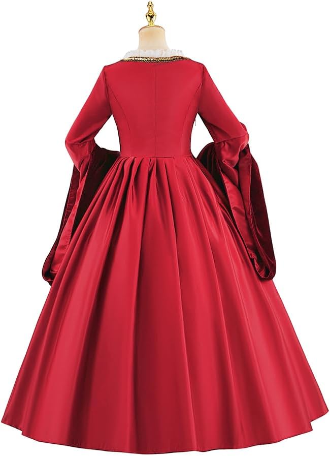 Willyacos Tudor Queen Anne Boleyn Costume Dress Renaissance Elizabethan Tudor Costume Women Ball Gown with Headpiece