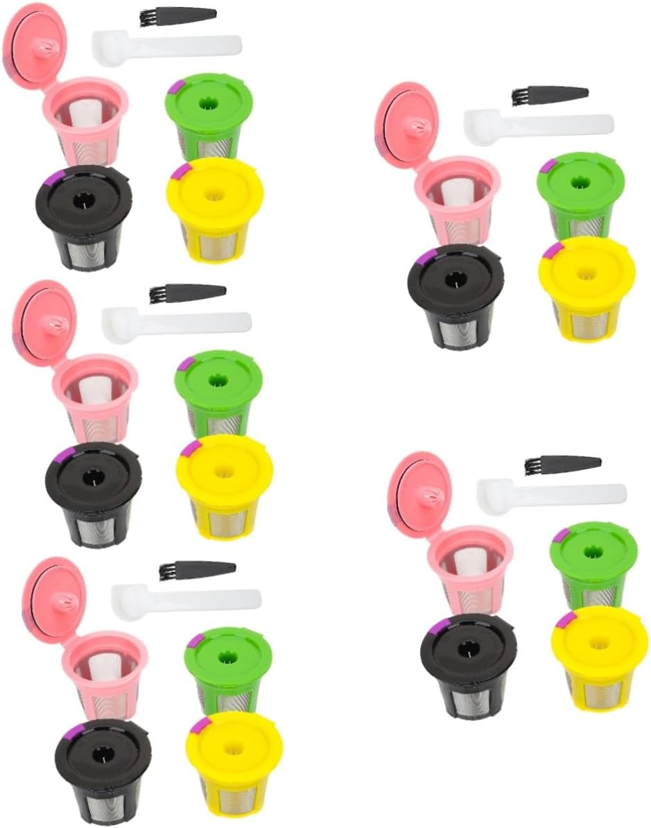 Mipcase 5sets Easy Clean Reusable Coffee Filter Coffee Maker Filter Basket Strainer Cup Plastic 4pcs*5